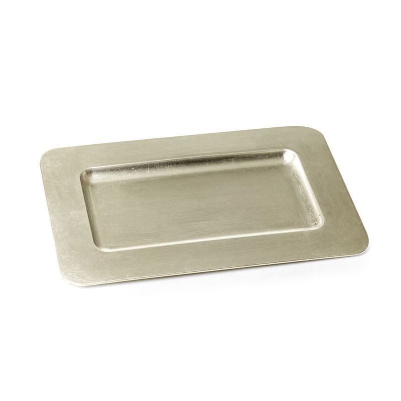 Bandeja Decorativa Double Face Prata 35,5x18x1,5