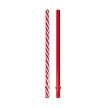 Canudo de Plástico Composê Vermelho e Branco 19 cm - 10 Un