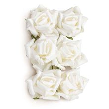 Flores de Papel Decorativas Branca 6,5 cm - 6 Un