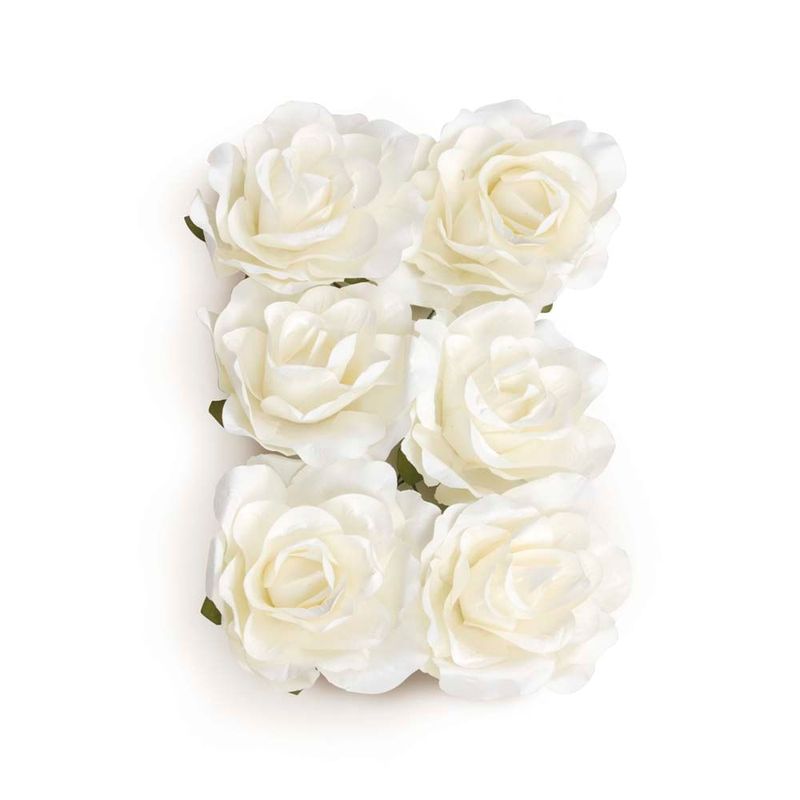 Flores de Papel Decorativas Branca 6 cm - 6 Un