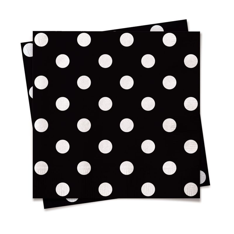 Guardanapo Poá Preto e Branco 24,5x24,5 - 20 Folhas