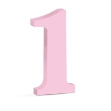 Número Decorativo de Madeira Nº 1 Rosa Claro 15 cm - 1 Un