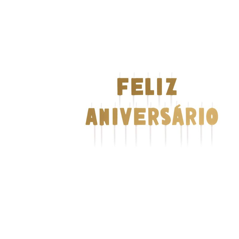 Vela Letras Feliz Aniversario Dourado - 1 Un