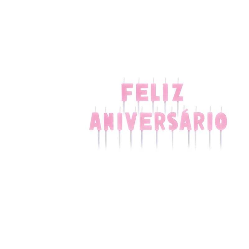 Vela Letras Feliz Aniversario Rosa - 1 Un