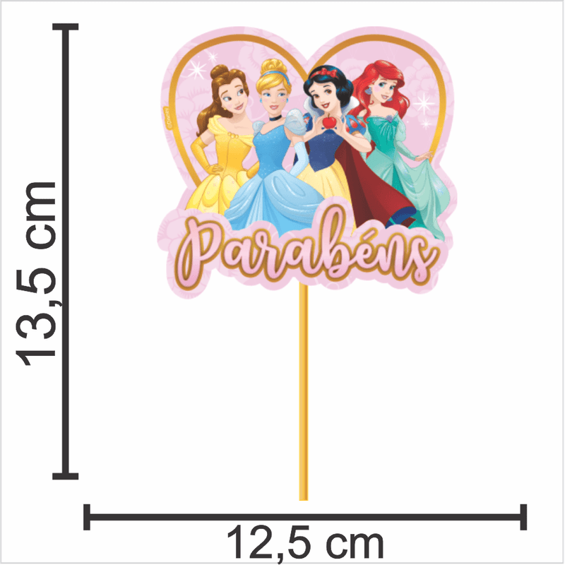 Topo de Bolo Decorativo 3D para Festa Princesas em EVA - 1 Un