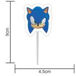 Palitos Decorativos Impressos para Docinhos Festa Sonic em EVA - 12 Un