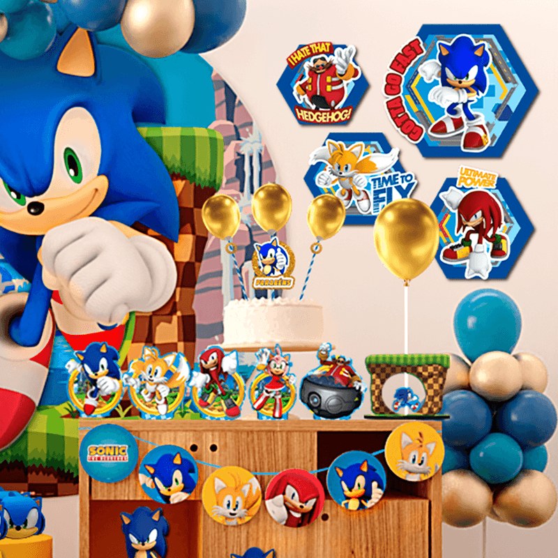 Aplique Impresso para Decoração Festa Sonic em EVA Piffer – Shopping Festas