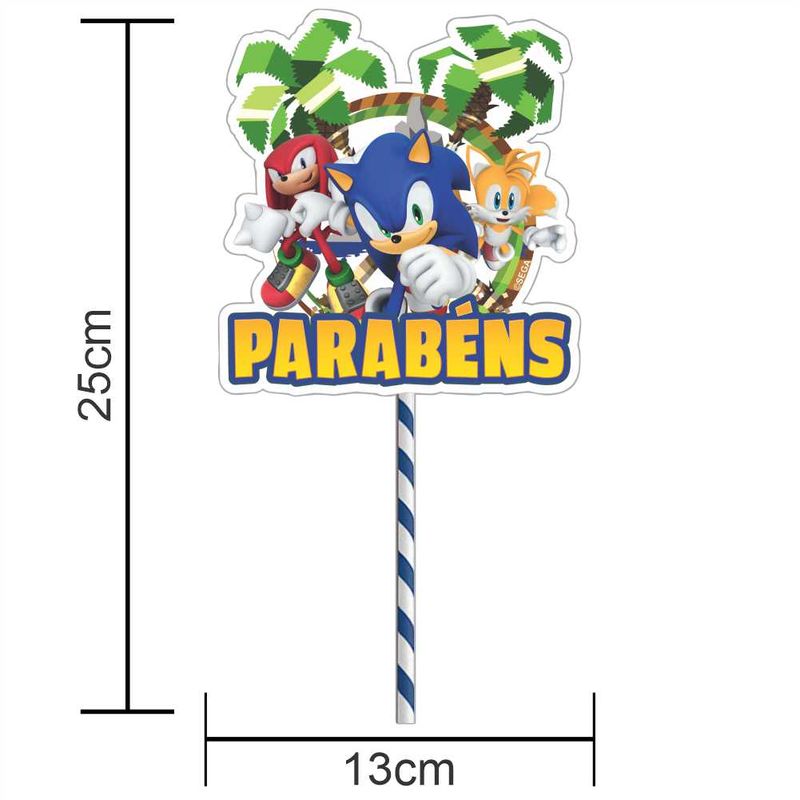 Sonic topo de bolo para imprimir festa de aniversário infantil png