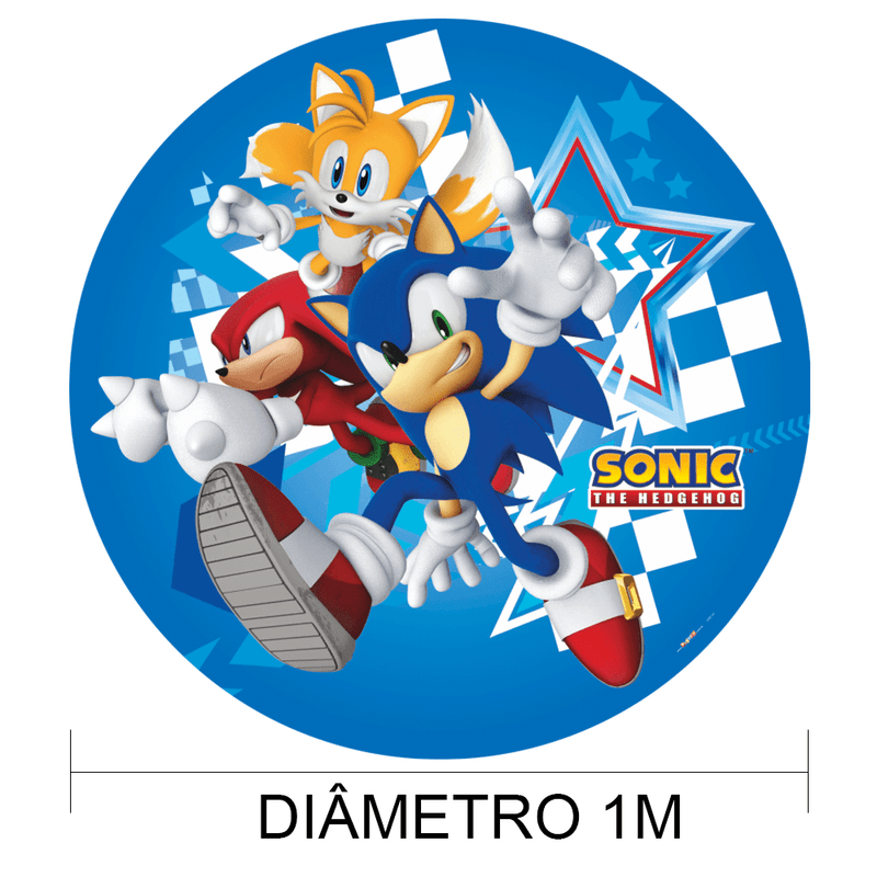 Painel Sublimado Redondo Montagem Instantânea Sonic 1,01m - 1 Un