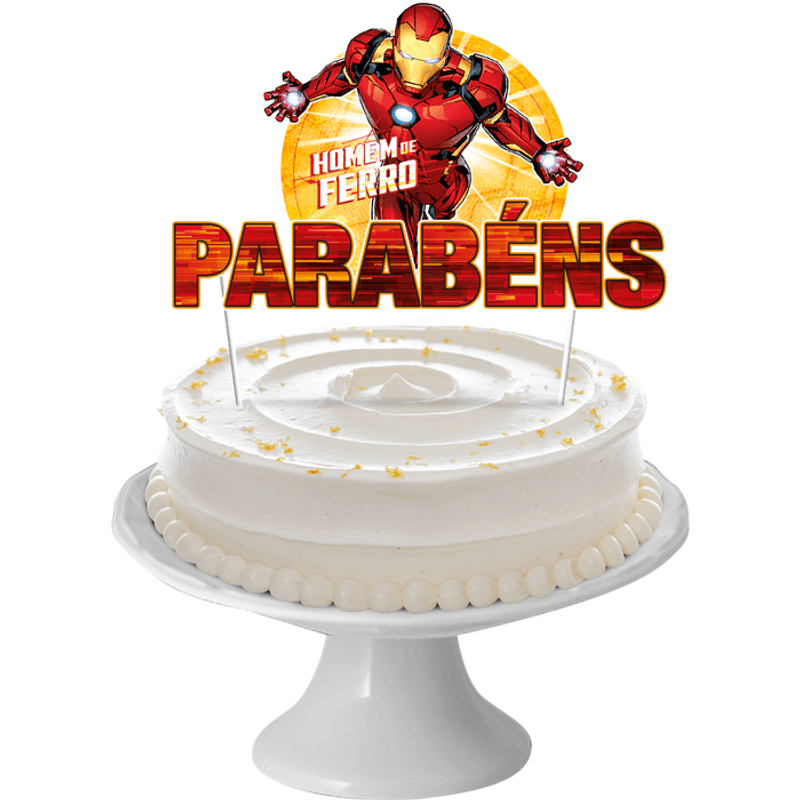 Decoração de Bolo Parabéns Festa Homem de Ferro
