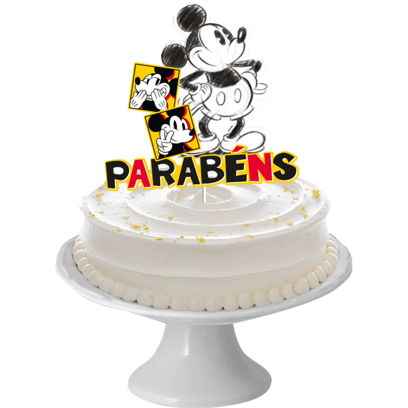 Decoração Topo de Bolo Festa Mickey Fãs