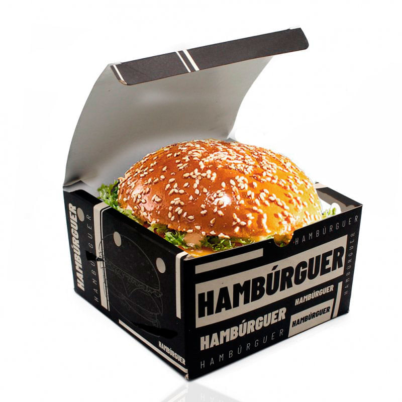Caixa Embalagem Hambúrguer Gourmet - Black - 50 Un