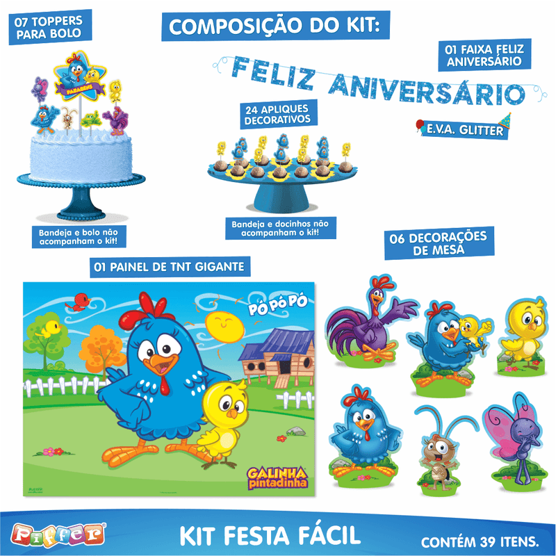 Kit Festa Fácil Decoração Galinha Pintadinha