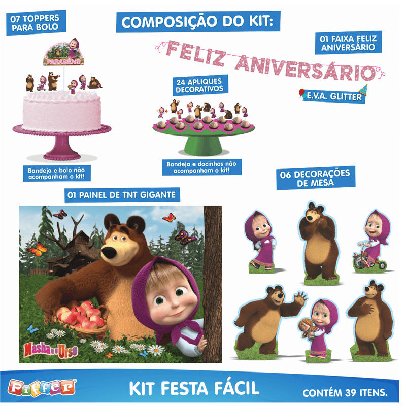 Kit Festa Fácil Decoração Masha e o Urso