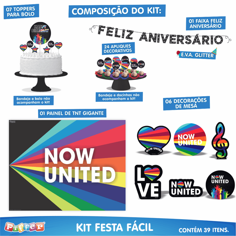 Kit Festa Fácil Decoração Now United