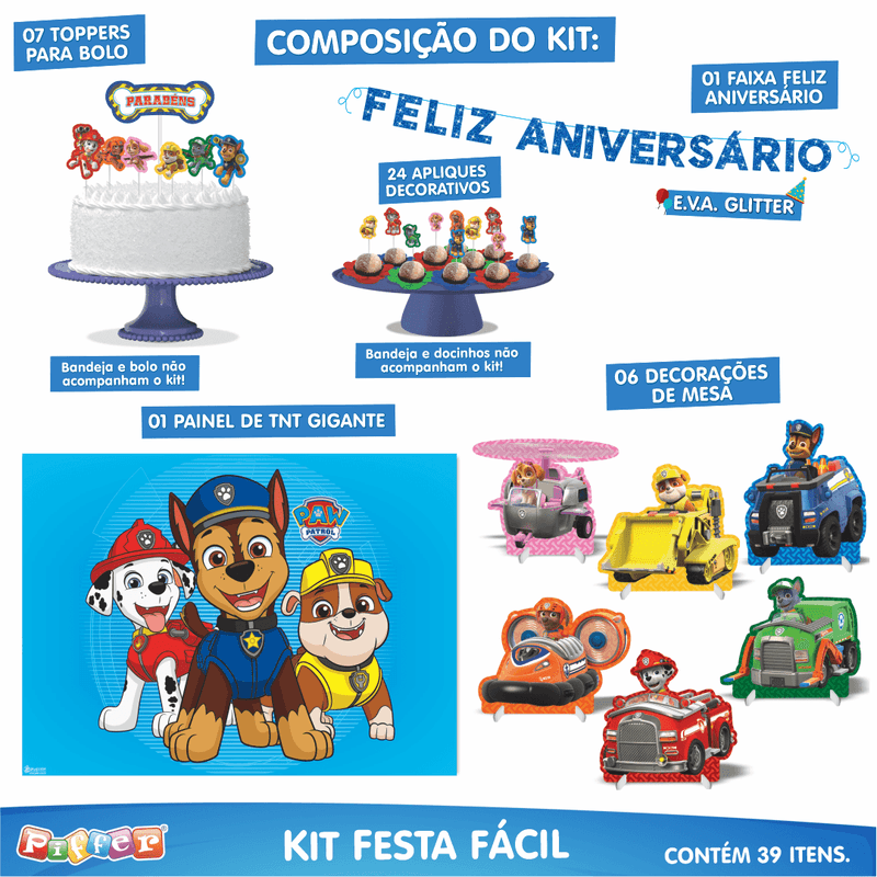 Kit Festa Fácil Decoração Patrulha Canina