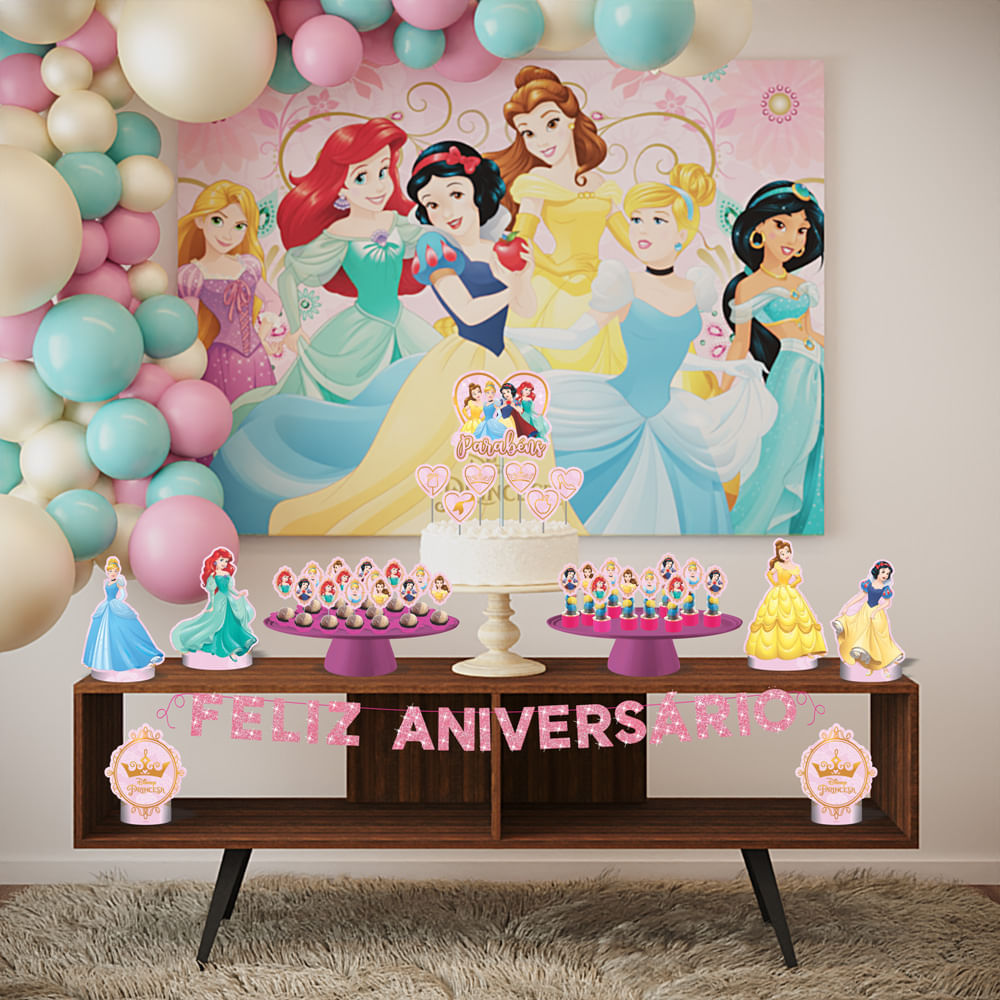 Topper de bolo de princesa rosa e laço, flor para decorações de festa de  feliz aniversário, fornecedor, amor, presentes