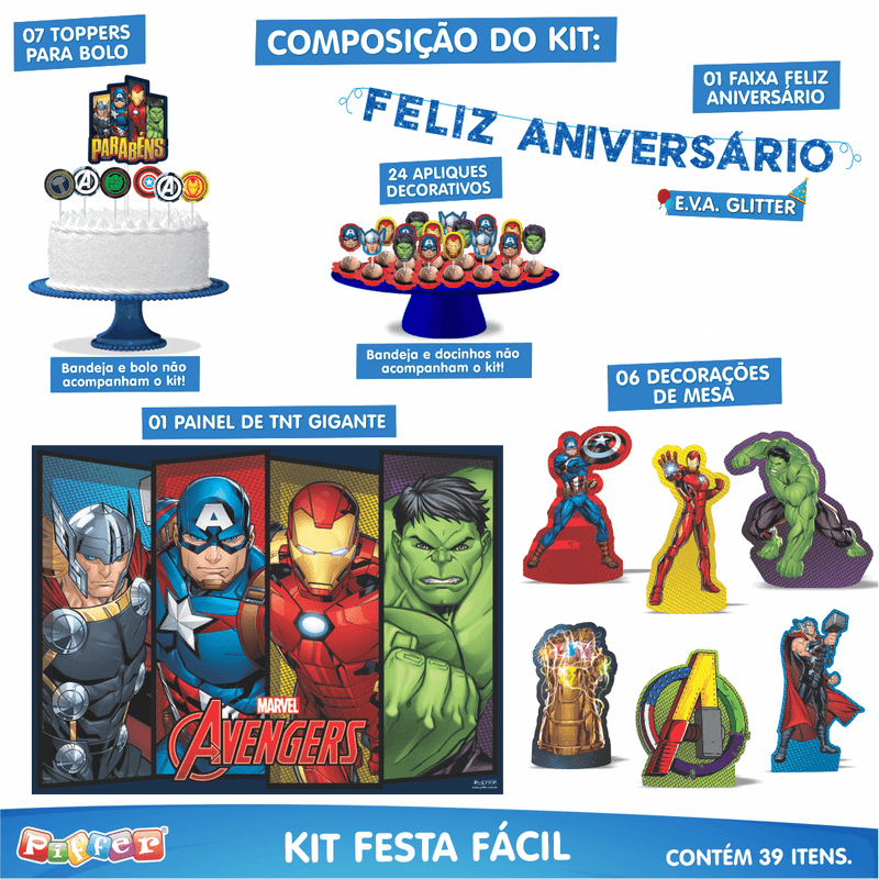 Kit Festa Fácil Decoração Vingadores