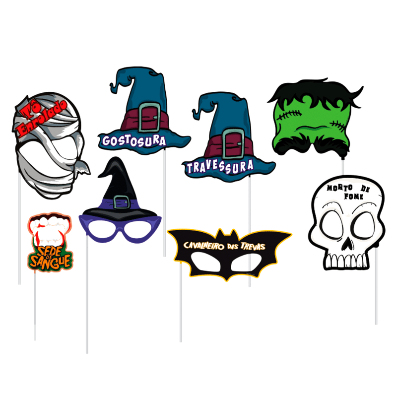 Kit de Plaquinhas divertidas para foto Halloween