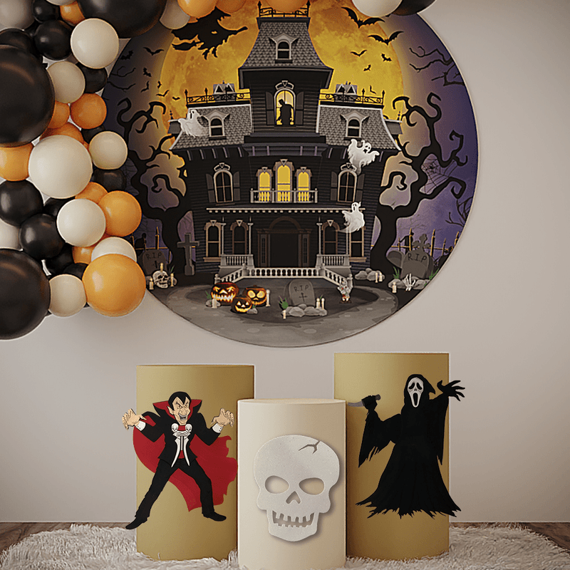 Painel Relevo para Decoração Halloween Cranio Silhueta