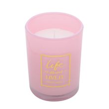 Vela Aromatica em Vidro Rosa Claro 10,5cm