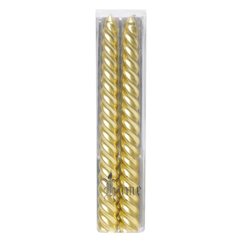 Vela Banquete Espiral Ouro 20cm - 2 Un