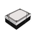 Caixa Retangular com Tampa com Relevo Domo Preto e Branco G 46x33x14cm