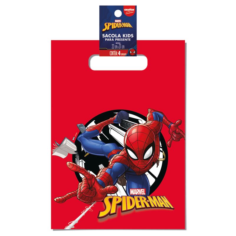 Sacola Kids Spider Colorido 30X45Cm - 40 Un