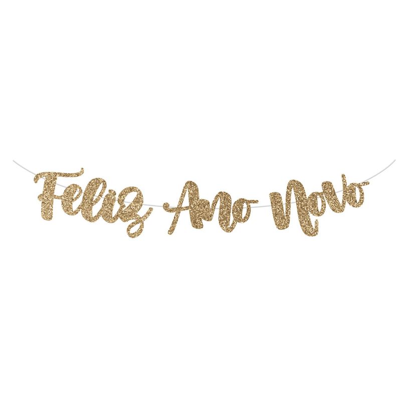 Faixa Decorativa Lettering Glitter Feliz Ano Novo