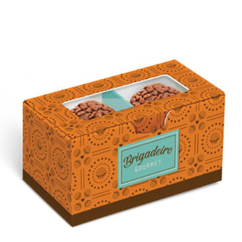 Caixa para 2 Brigadeiros Brigadelicia Laranja 8,5x5x4,5 - 10 Un