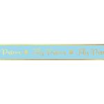 Fita Decorativa Cetim com Hot Stamping Feliz Páscoa Azul Celeste 15mmx10M - 3 Rolos