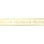 Fita Decorativa Cetim com Hot Stamping Feliz Páscoa Marfim 21,5mmx10M - 3 Rolos