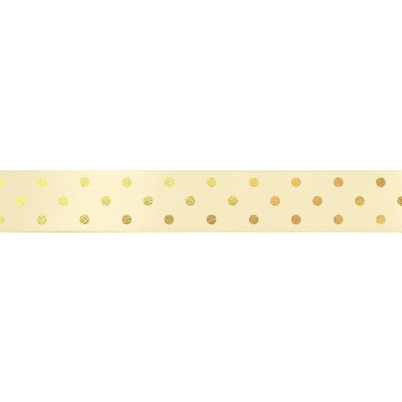 Fita Decorativa Cetim com Hot Stamping Poa Amarelo 15mmx10M