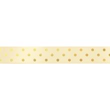 Fita Decorativa Cetim com Hot Stamping Poa Amarelo 38mmx10M