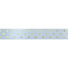 Fita Decorativa Cetim com Hot Stamping Poa Azul 15mmx10M