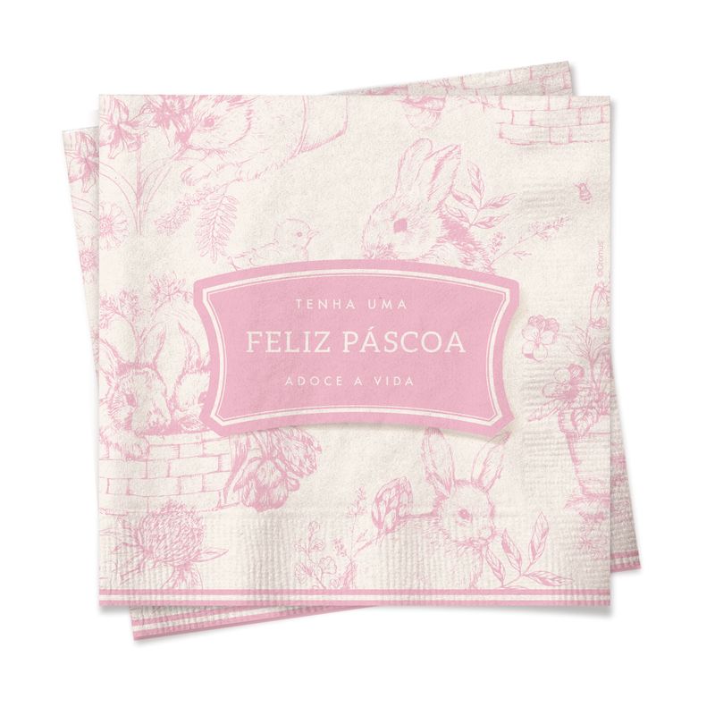 Guardanapo Clássico Frances Rosa 32,5X32,5 com 20 Folhas