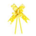 Laço Pronto Amarelo com Patinhas Branco 18mm - 10 Un