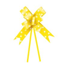 Laço Pronto Amarelo com Patinhas Branco 23mm - 10 Un