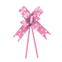 Laço Pronto Pink com Patinhas Branco 23mm - 10 Un
