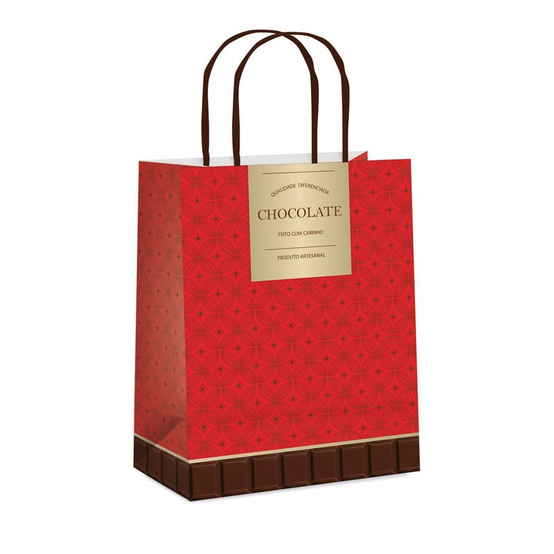 Sacola Papel Gourmet Vermelho G 32X26,5X13