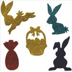 Aplique para Decoração Páscoa Coelhos em EVA Glitter 8x4,5x0,15 - 5 Un