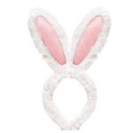 Tiara Orelhas de Coelho em Pelúcia Branco e Rosa 29x15x3
