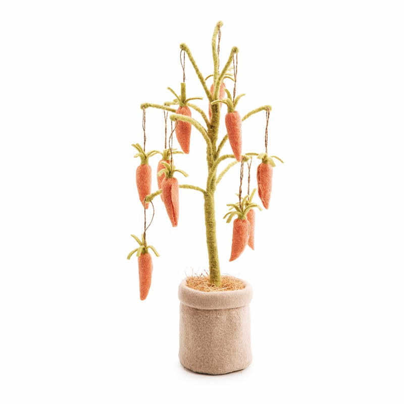 Árvore Decorativo de Cenouras Laranja e Verde e Marrom 53x22x22