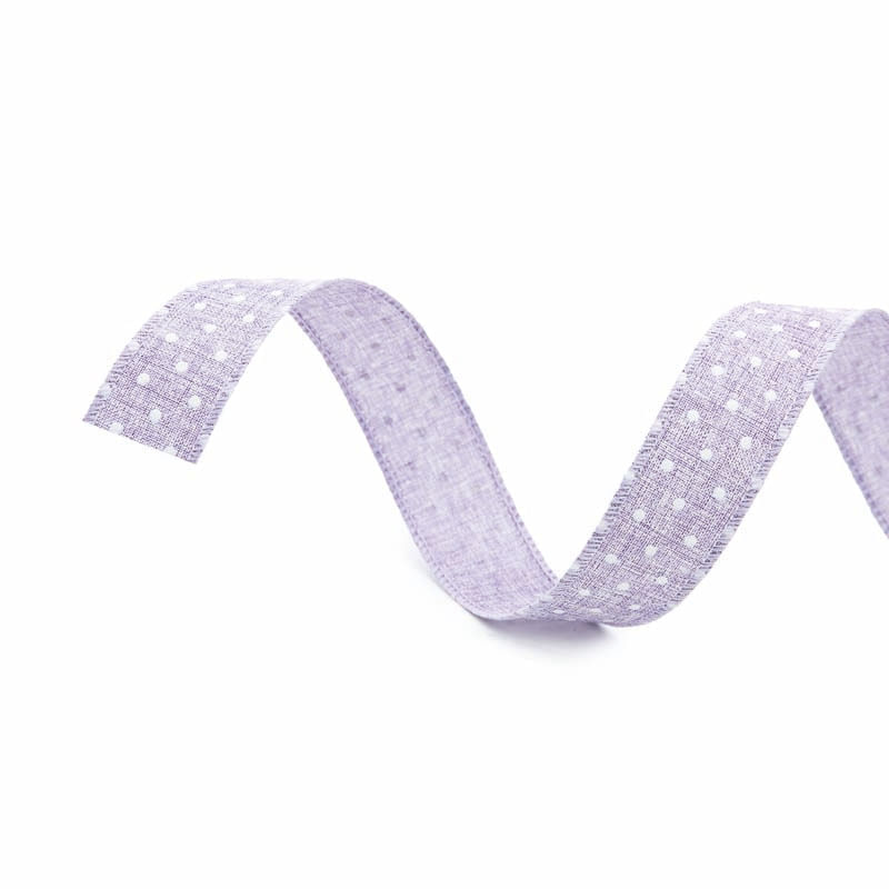 Fita Juta Lilás com Poá Branco 3cm X 9,14m