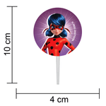 Palitos Decorativo Impresso Ladybug - 12 Un