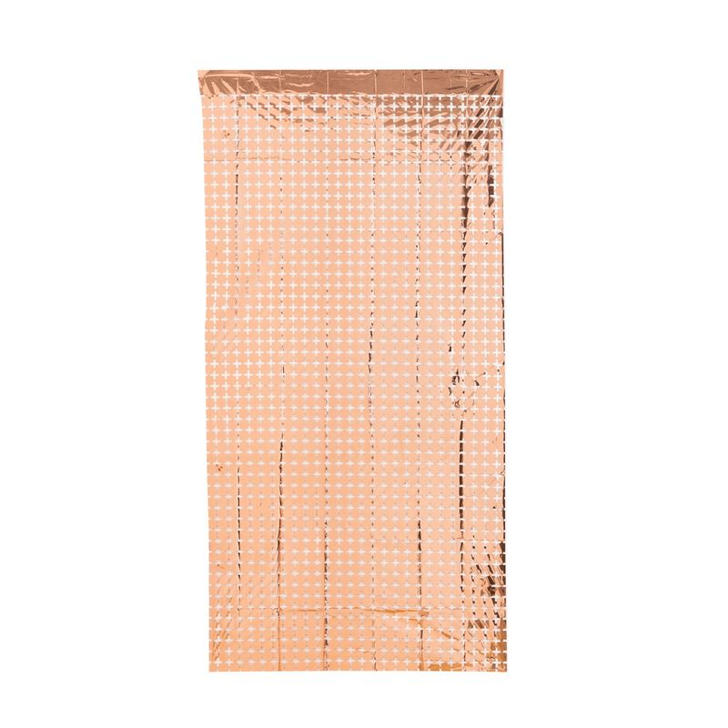 Cortina Quadriculada Metalizada Rose Gold