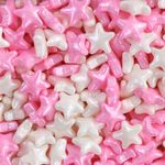 Confeito Shapes Estrelas Grandes Rosa/Branco Big 100G