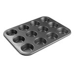 Forma Aço Carbono Cupcake Preto 35X26,2X2,6cm - 12 Cavidades