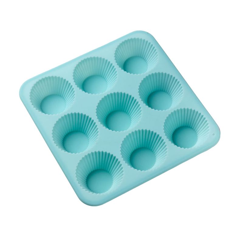 Forma de Silicone 21X21X3cm Colors Cupcake 9 Cavidades Azul