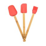 Espátula Silicone - Bambu/Vermelho - 3 Un
